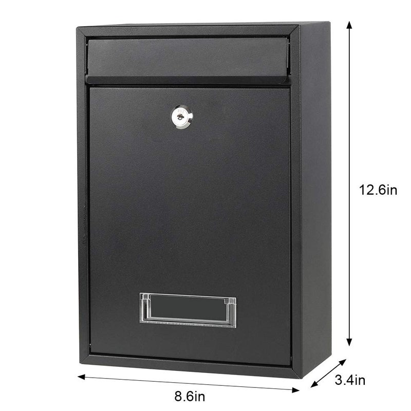 Decaller Wall Mounted Mailboxes with Rust-Proof Cover, Decaller Outdoor Key Locking Mail Box, 12 3/5" x 8 1/2" x 3 2/5", Black - Image 4